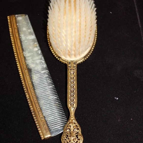 Vanity Set Vintage Five Piece Brass - Picture 11 of 14